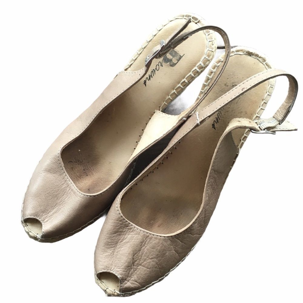 BROWNS shoes peep toe wedge espadrilles sling back sandals 40